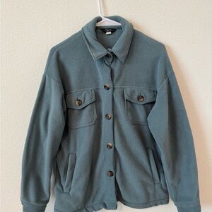 Blue Button-Up Fleece Jacket